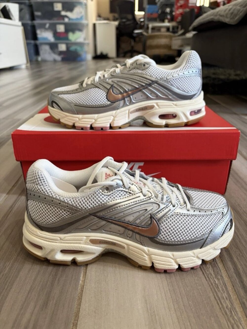 Women's Nike Air Max Moto 2K Shoes - White Metallic Silver Red Bronze IQ0365-100